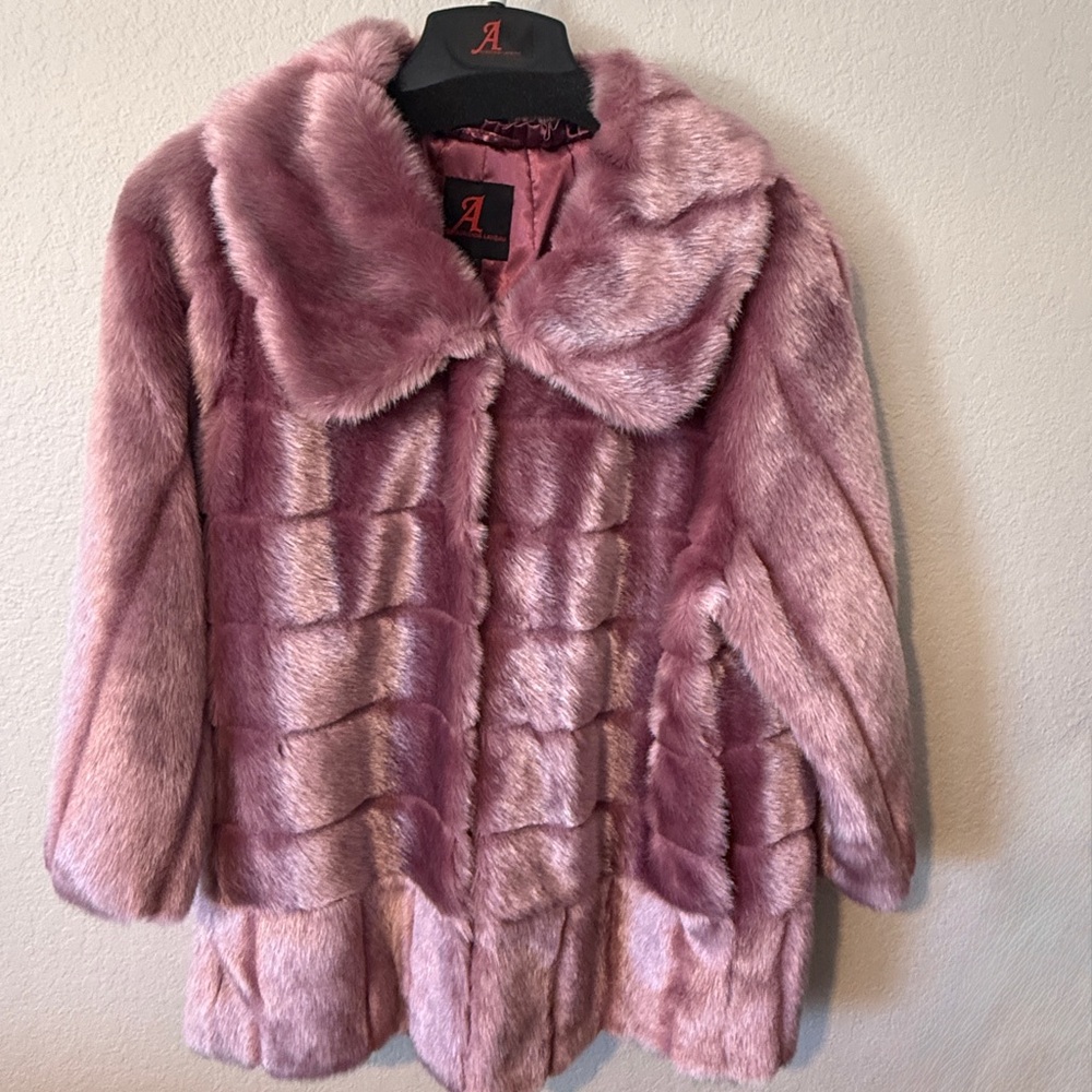 Vintage Adrienne Landau Mauve Faux Fur Teddy  Jacket